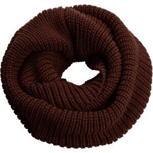 Women's Coffe Thick Ribbed Knit Winter Infinity Circle Loop Scarf